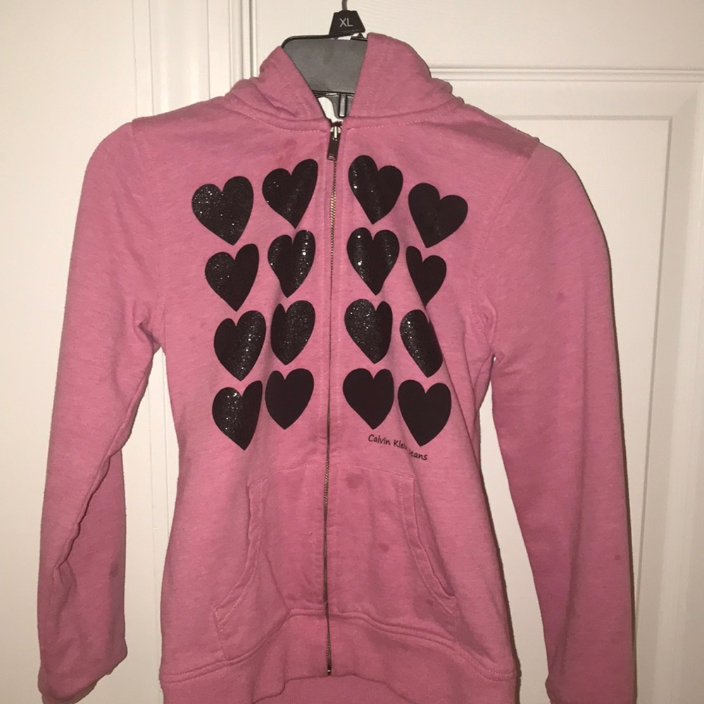 Calvin Klein pink girls zip-up sweater.